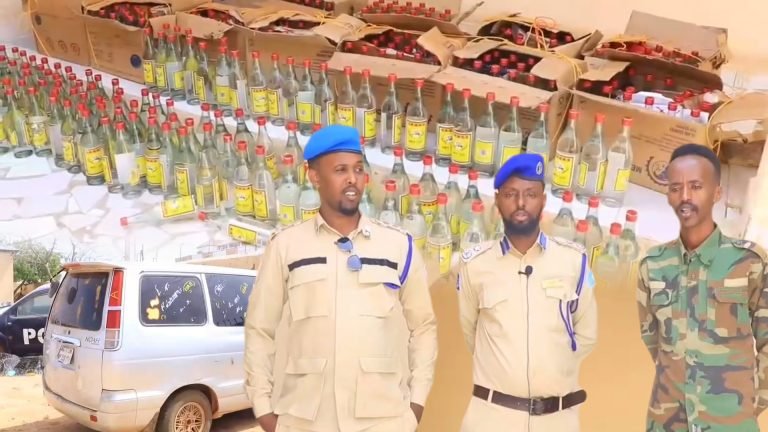 {DAAWO MUUQAALKA} Laamaha amniga gobalka Mudug ayaa soo bandhigay Khamri dhan 487 iyo shaqsiyaadkii watay.