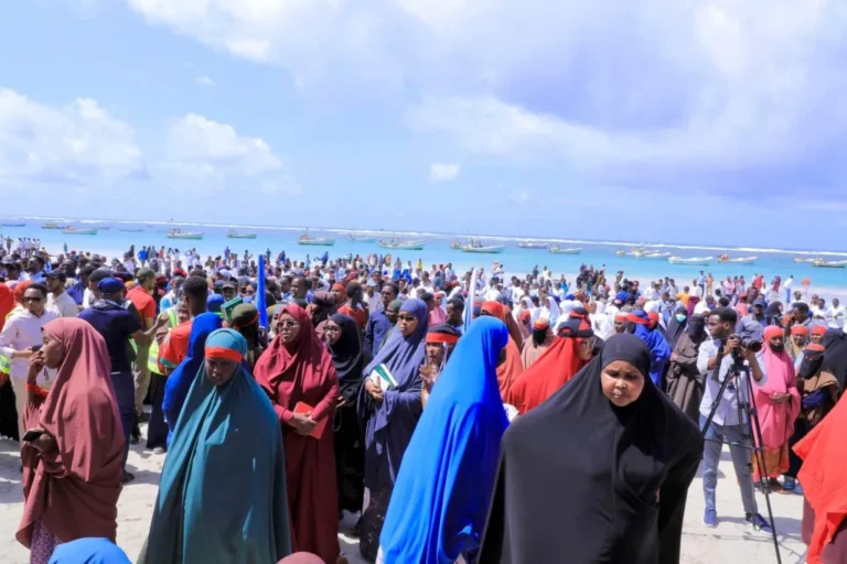 Demonstration against the AS attack on Lido Beach in Mogadishu