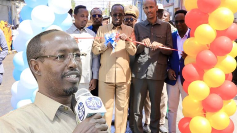 {DAAWO MUQAALKA}  Guddoomiyaha gobolka Banaadir oo xariga ka jaray suuq hilib ay yeelanayso degmadda Dharkeynleey.