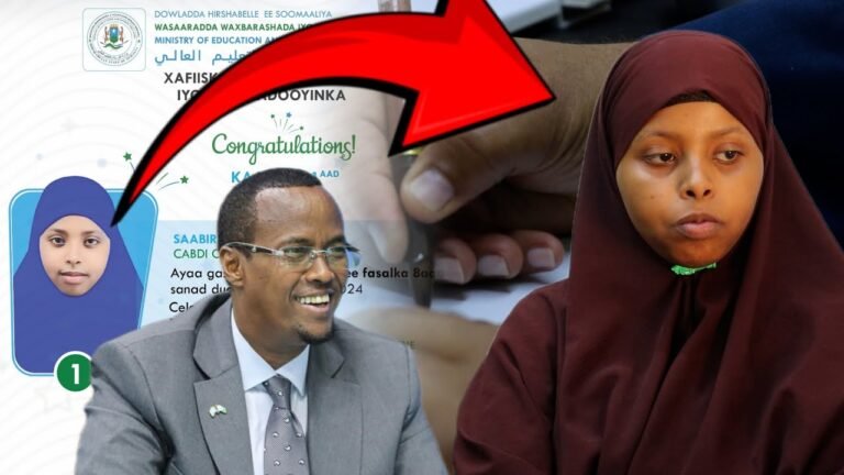 {DAAWO MUQAALKA} Saabiriin Cabdullaahi oo Kaalinta 1-aad u Gashay Imtixaankii ay qaaday Hirshabelle.