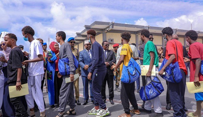 Tahriibayaal ku dhibaataysnaa Dalka Liibiya oo maanta Muqdisho Lagu so Celiyay.