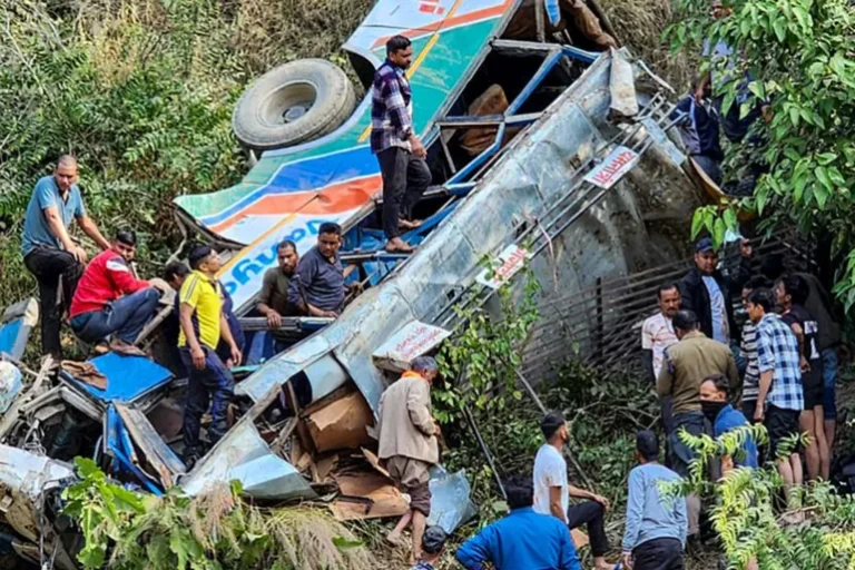 Bus plunges into Himalayan gorge in north India, killing at least 36 people.