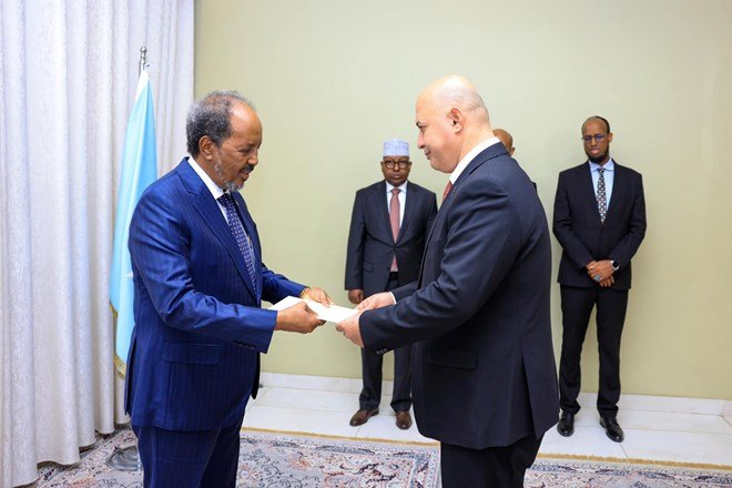 President Hassan Sheikh Mohamud Welcomes Eight New Ambassadors to Somalia,