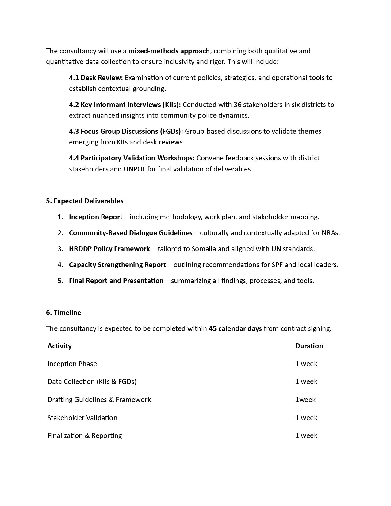 Final revised RFP for Community Based Dialogue HRDDP Integration Framework for Newly Recovered Areas NRAs page 0003