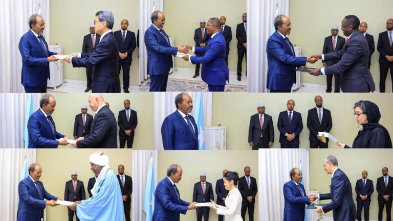 Madaxweyne Xasan Sheekh oo warqadaha aqoonsiga ka guddoomay danjireyaaShii Ugu Badnaa.