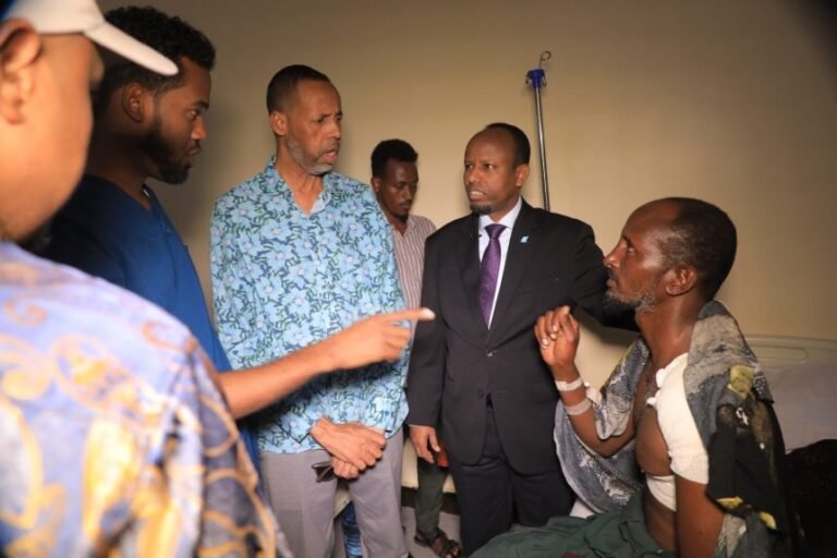 Minister of Health visits wounded soldiers at Somali Military Hospital.