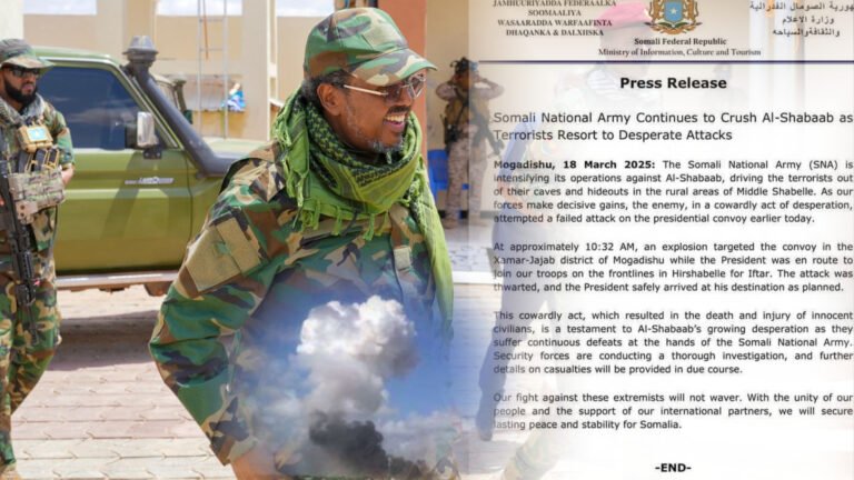 {DAAWO MUQAALKA} DF oo war ka soo saartay qaraxii lala beegsaday Xasan Sheekh