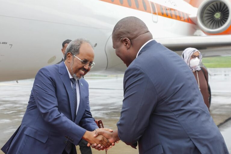 President Hassan Sheikh arrives in Uganda for Talks with his counterpart.