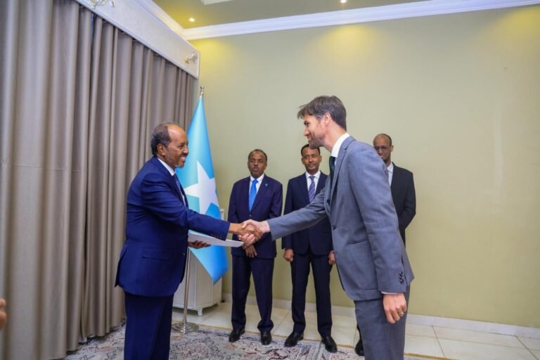 President Hassan receives credentials from newly appointed UK Ambassador to Somalia.