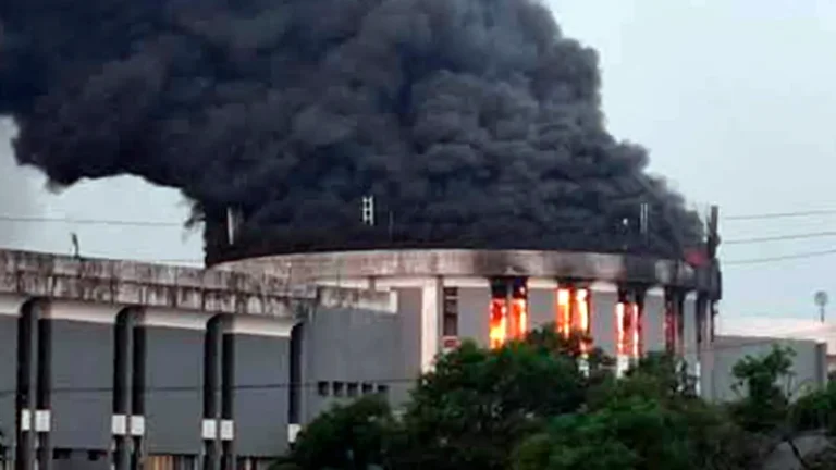 Liberia’s ex-speaker charged with arson over parliament fire.