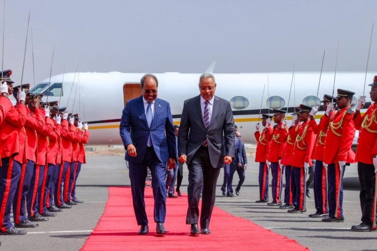President Hassan Arrives in Djibouti for Talks with President Guelleh.