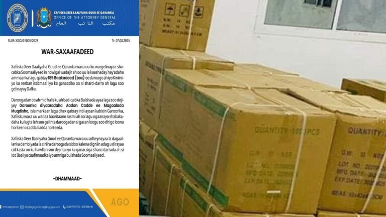 189 kartoon oo daroogo khatar ah oo Muqdisho Lagu qabtay.