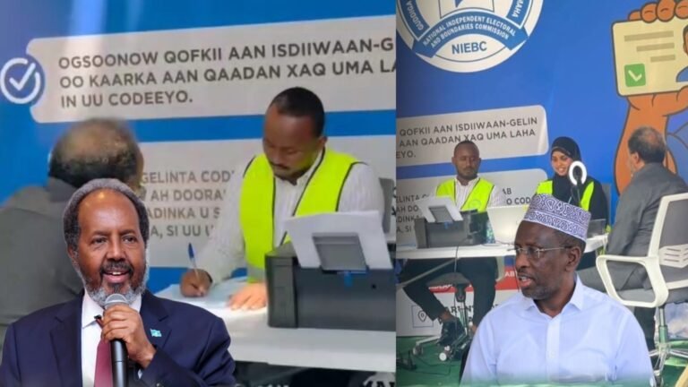 {DAAWO MUQAALKA} Madaxweyne Xasan oo Qaatay Kaarka Codbixinta Doorashada