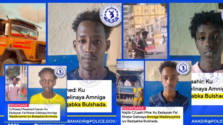 Ciidanka Booliska Soomaaliyeed,Saldhiga degmada Hodan ayaa gacanta ku soo dhigay afar (4) dhalinyaro ah oo ku eedaysan falal khatar?