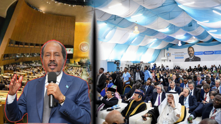 {DAAWO MUQAALKA}  Madaxweyne Xasan sheekh oo qudbad ka jiidanayo Shirka Qaramada Midoobay.