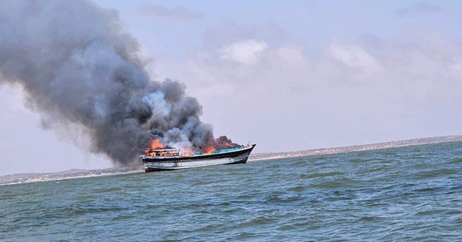 Indian cargo ship burns off Somali coast, crew rescued unharmed
