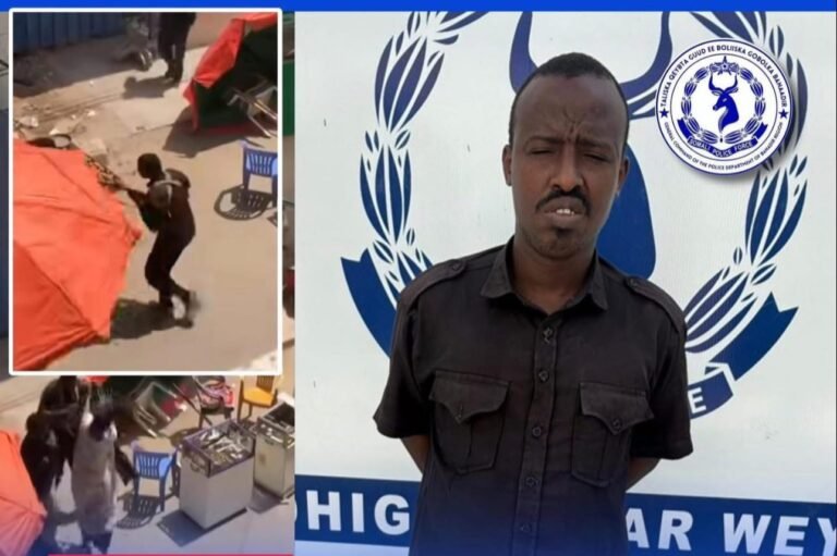 Boliiska oo Soo qabtay askari maanta laga duubey Muuqaal isagoo qori ku bursanaya hooyo Somaliyeed.