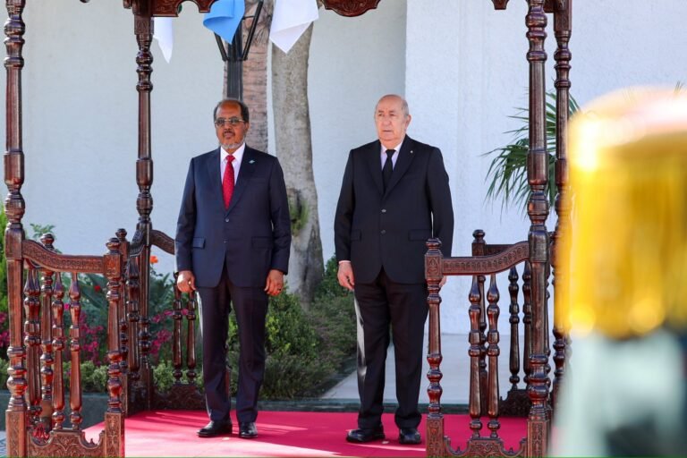 {DAAWO SAWIRADA} Madaxweynaha Soomaaliy oo Qasriga Madaxtooyada Aljeriya Siweyn Loogu soo dhaweeyay.