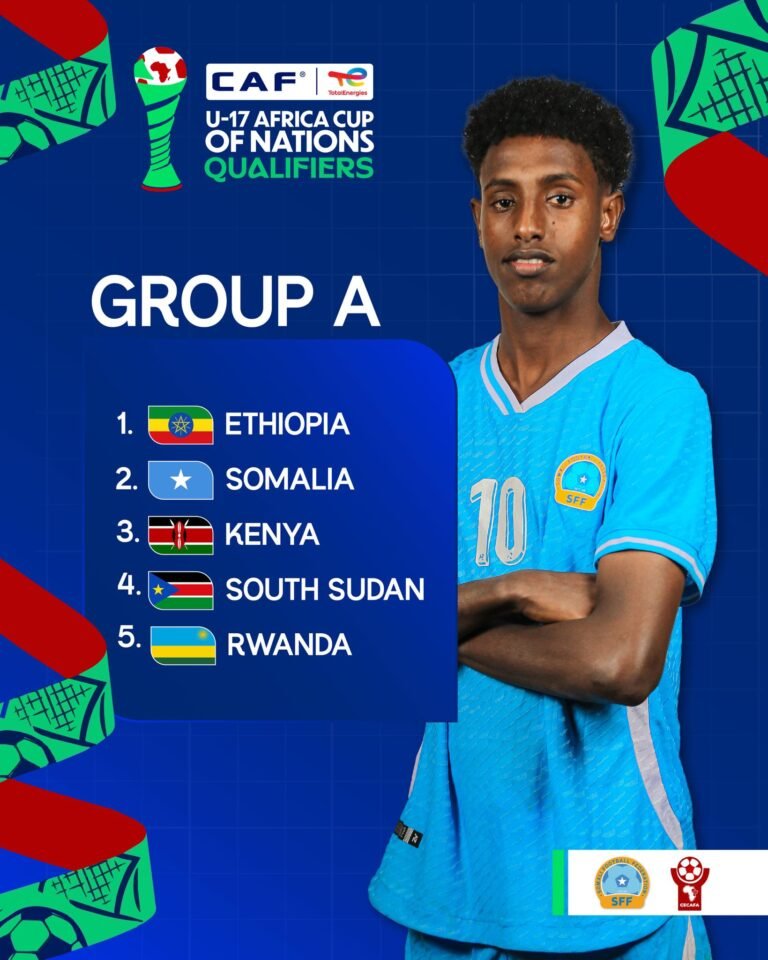 Isreeb-reebka koobka Qaramada Afrika & Xulka 17 jira Soomaaliya oo kulan adag ciyaarayo