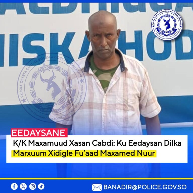 Ciidanka Booliska Soomaaliyeed oo gacanta ku dhigay nin ku eedaysane Dilka Askari.