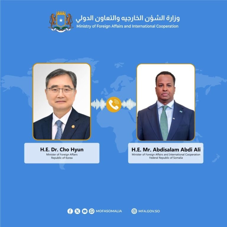Somali FM Holds Virtual Talks with Korean Counterpart to Uphold Somalia’s Sovereignty.