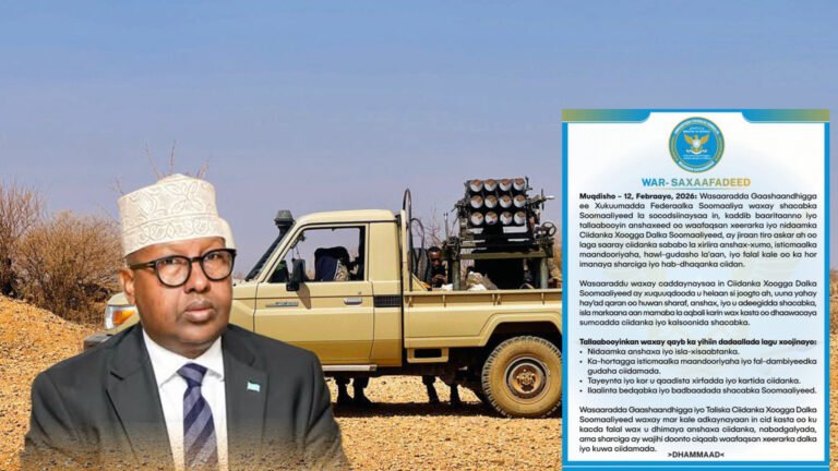 {DAAWO MUUQAALKA} Wasaaradda Gaashaandhigga Soomaaliya oo digniin adag u dirtay Ciidanka Xoogga Dalka.