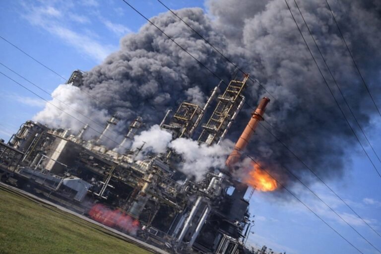 Warshad Maraykanka u sifaysa Shidaalka oo gubanaysa